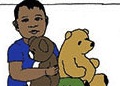 Verification task image for the study of plurals in quantificational contexts: Is each baby in yellow playing with teddy bears?